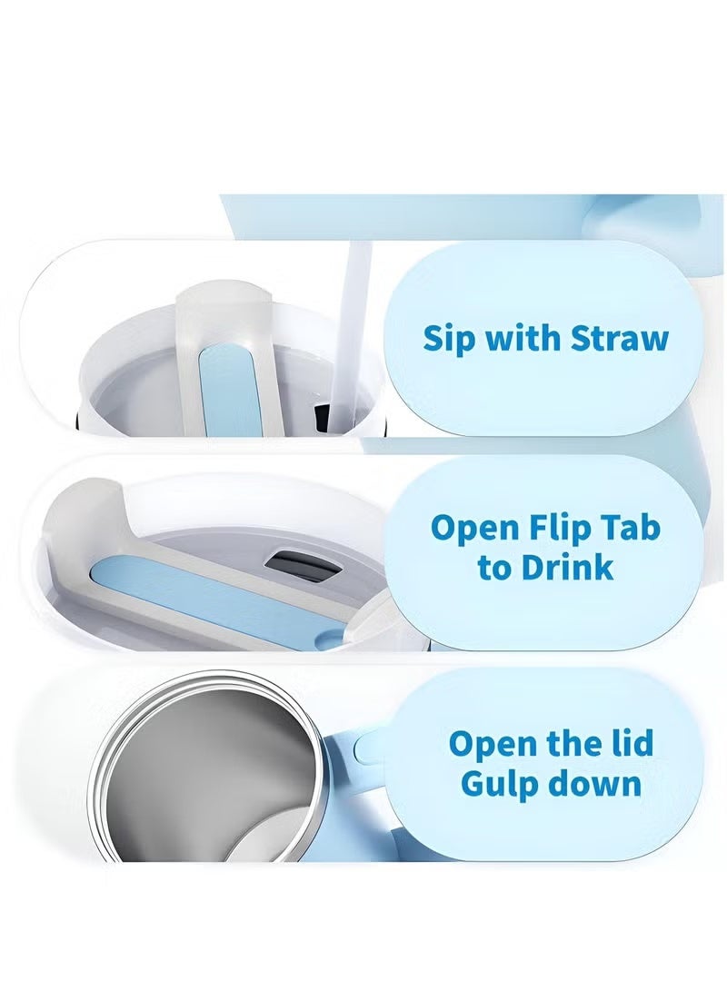 Tumbler 1200ml With Handle and Straw Lid Insulated 40 oz Reusable Stainless Steel Vacuum Insulated Water Bottles Travel Mug Iced Coffee Cup for Hot and Cold Beverages - Image 3