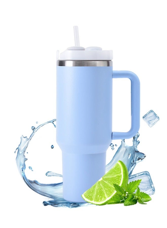 Tumbler 1200ml With Handle and Straw Lid Insulated 40 oz Reusable Stainless Steel Vacuum Insulated Water Bottles Travel Mug Iced Coffee Cup for Hot and Cold Beverages - Image 2