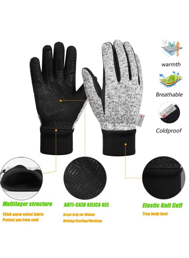 MOREOK Winter Gloves for Men/Women -10°F 3M Thinsulate Warm Touch Screen Snow Ski Bicycle Bike Gloves for Driving/Cycling/Running/Hiking-Gray-L - Image 2