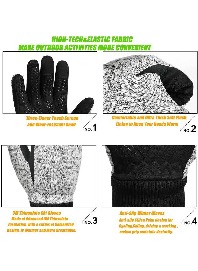 MOREOK Winter Gloves for Men/Women -10°F 3M Thinsulate Warm Touch Screen Snow Ski Bicycle Bike Gloves for Driving/Cycling/Running/Hiking-Gray-L - Image 3