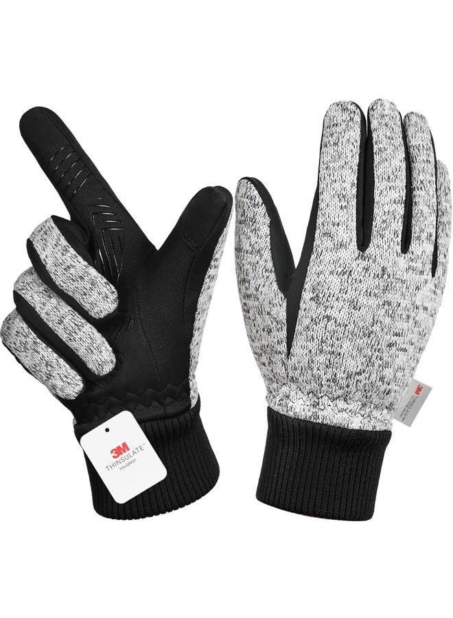 MOREOK Winter Gloves for Men/Women -10°F 3M Thinsulate Warm Touch Screen Snow Ski Bicycle Bike Gloves for Driving/Cycling/Running/Hiking-Gray-L - Image 1