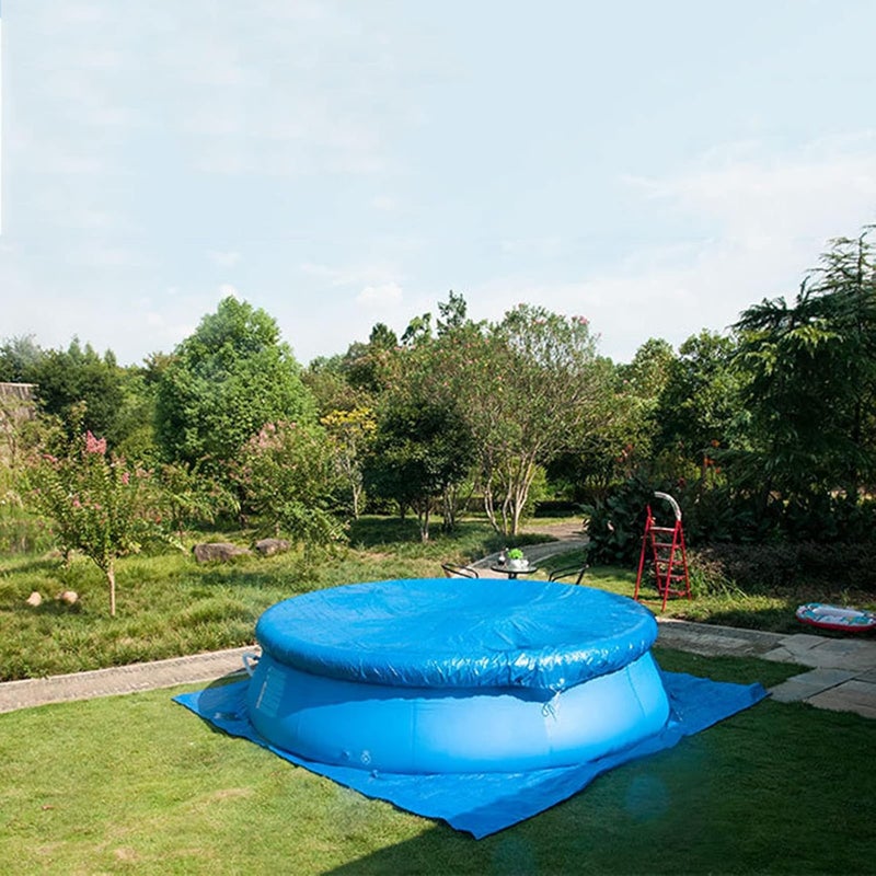 cheekyglo Round Pool Cover - Hot Tub Dustproof Cover, Swimming Pool Covers for Diameter 6 8 10 12 15 Ft, Dust Pool Cover Protector with Drawstring Design for Round Inflatable Swimming Pools (12 Ft, Blue) - Image 2