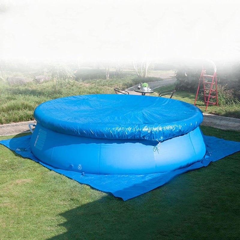 cheekyglo Round Pool Cover - Hot Tub Dustproof Cover, Swimming Pool Covers for Diameter 6 8 10 12 15 Ft, Dust Pool Cover Protector with Drawstring Design for Round Inflatable Swimming Pools (12 Ft, Blue) - Image 1