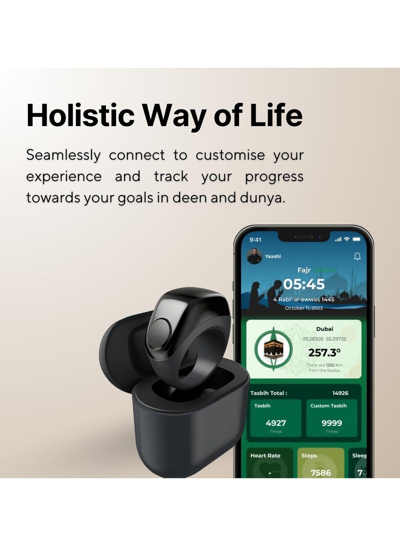 أنكوفو خاتم ذكي، خاتم tasbih ذكي، الصلاة المسلمة، العداد، تذكير توقيت الصلاة، شاشة OLED، IPX67 مقاوم للماء، يتضمن مقصورة الشحن، 3 حلقات قابلة للتبديل (خضراء) - Image 2