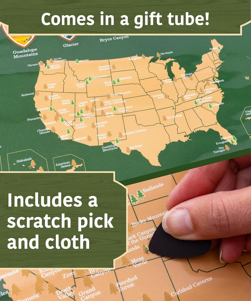 US National Parks Scratch Off Poster. A2 National Parks Map. USA Travel Map Scratch Off Poster. USA Scratch Off Map National Park Posters Travel Map Tracker With Gift Tube - Image 4