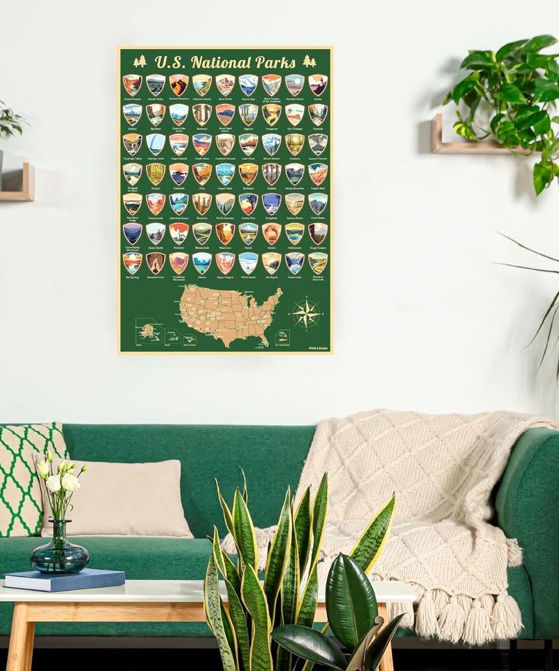 US National Parks Scratch Off Poster. A2 National Parks Map. USA Travel Map Scratch Off Poster. USA Scratch Off Map National Park Posters Travel Map Tracker With Gift Tube - Image 5