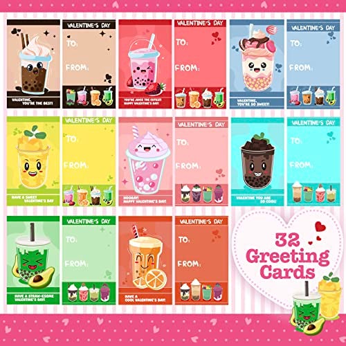 Letapapa 32 Pack Valentines Day Cards for Kids School with Crazy Loop Straws Valentines Greeting Cards for Boys Girls Classroom Gifts Exchange Valentines Prizes Party Favors 8 Styles - Image 5