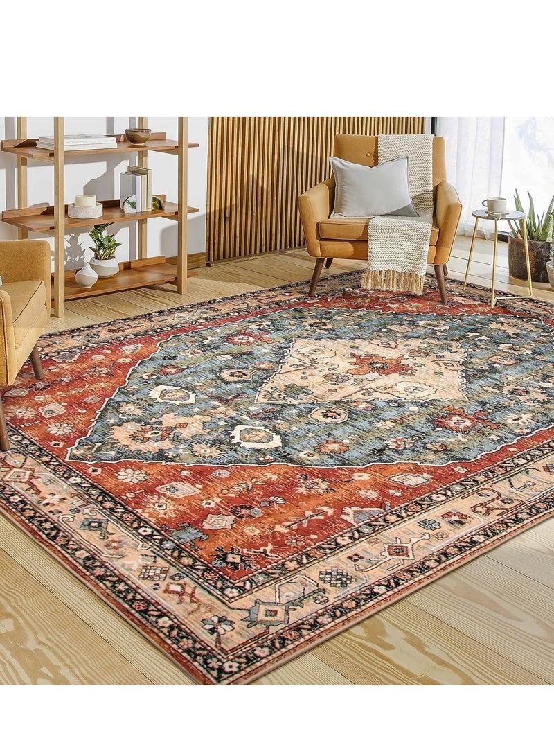 يوستيد سجاد المنطقة القبلية - مقاوم للبقع وقابل للغسل، ومضاد للانزلاق، سجاد قبلي بوهو عتيق لغرفة المعيشة 200 × 300 سم - Image 1