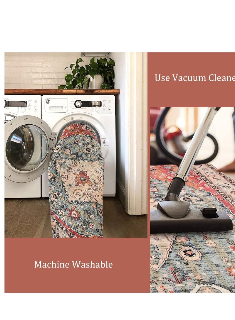 يوستيد سجاد المنطقة القبلية - مقاوم للبقع وقابل للغسل، ومضاد للانزلاق، سجاد قبلي بوهو عتيق لغرفة المعيشة 200 × 300 سم - Image 5