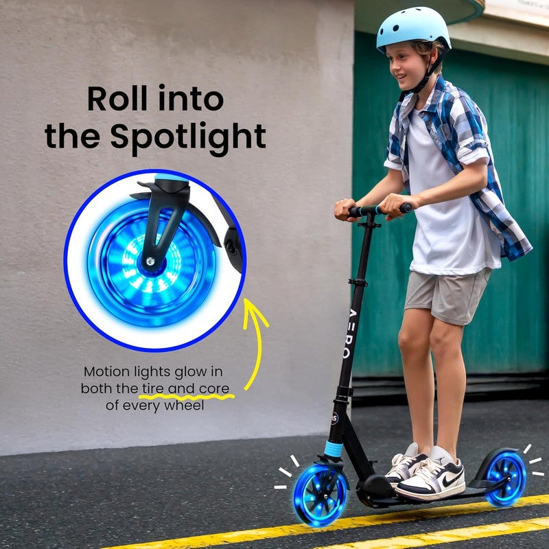 AERO MOBILITY Aero Kick Scooter for Kids Ages 6-12, Scooters w/ Foot Brake, Grip Tape, Front Shock Absorption, Foldable & Height Adjustable - Black - Image 2