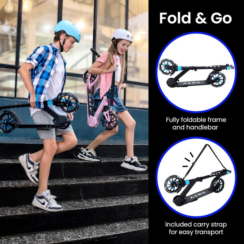 AERO MOBILITY Aero Kick Scooter for Kids Ages 6-12, Scooters w/ Foot Brake, Grip Tape, Front Shock Absorption, Foldable & Height Adjustable - Black - Image 5