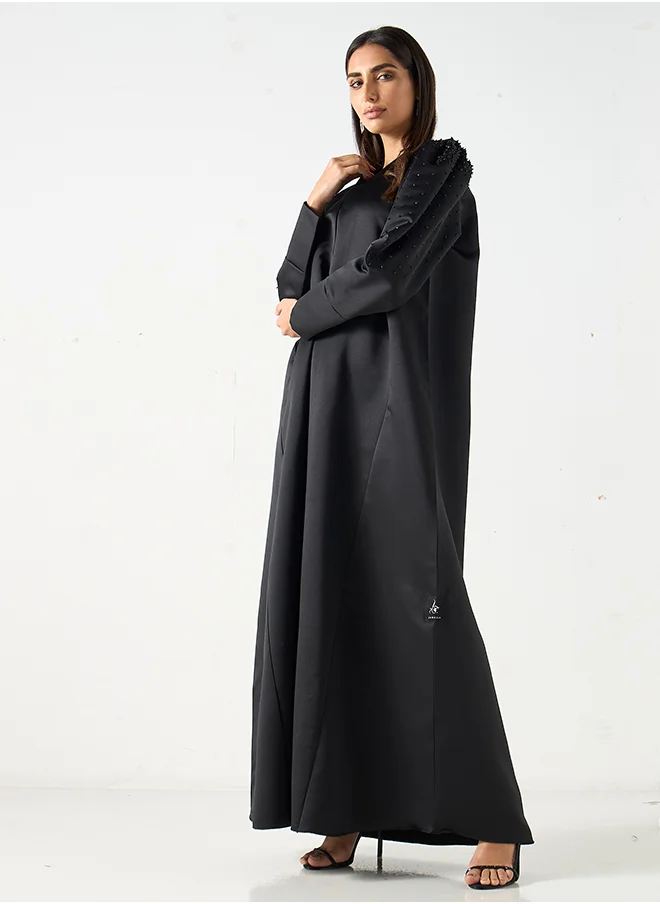 هدية المدينة  Black Crystal Embellished Abaya - HM
