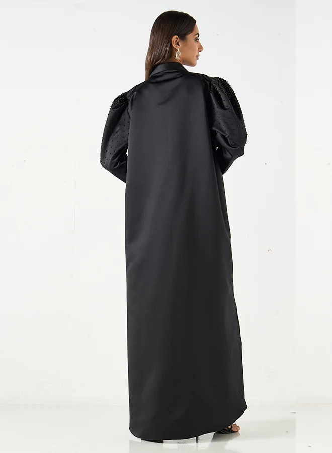 هدية المدينة  Black Crystal Embellished Abaya - HM
