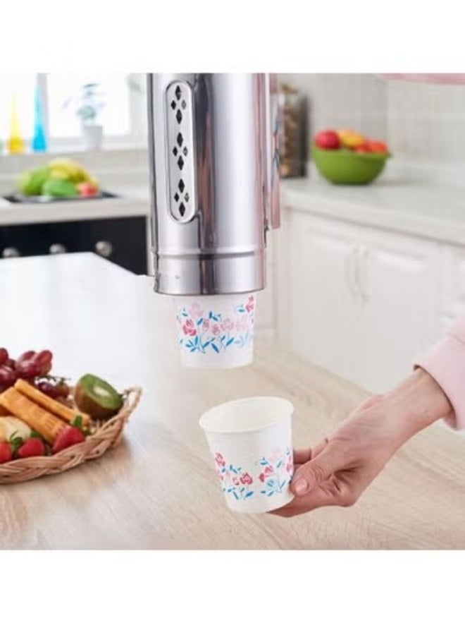 Stainless Steel Pull-Out Cup Dispenser and Holder Automatic Rack for Disposable Paper and Plastic Cups Silver - Image 2