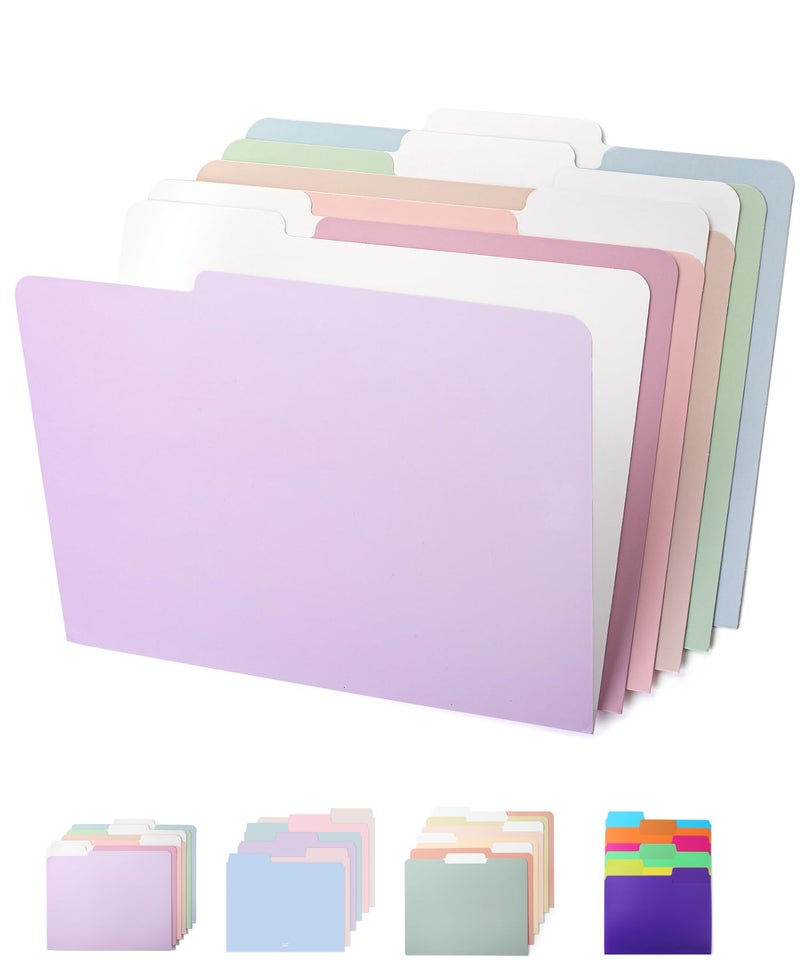 Mr. Pen File Folders, 18 Pack, Morandi Colors, 1/3-Cut Tab, Letter Size, Durable Paper Folders, Office Supplies - Image 1