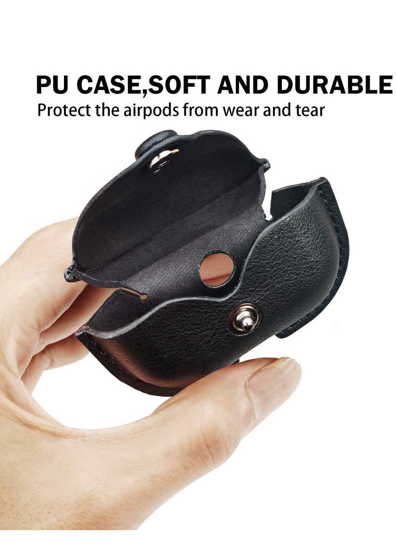 Airpods Pro 2 Case with Keychain, Genuine Leather Protective Shockproof Scratch Resistant Soft Silicone Cover for Airpods Pro 2rd ,Front LED Visible - Black - Image 3