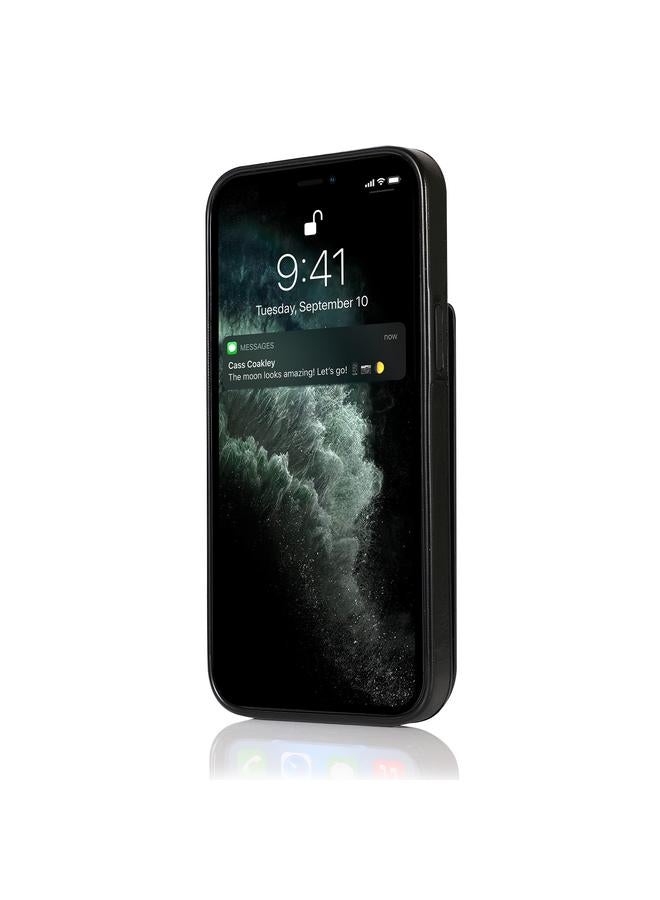 زبون جراب لهاتف iPhone 13 Pro Max بلون سادة مصنوع من مادة البولي كربونات + مادة TPU مع حامل وفتحات للبطاقات - Image 3