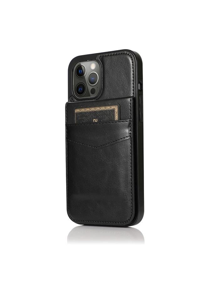 زبون جراب لهاتف iPhone 13 Pro Max بلون سادة مصنوع من مادة البولي كربونات + مادة TPU مع حامل وفتحات للبطاقات - Image 2