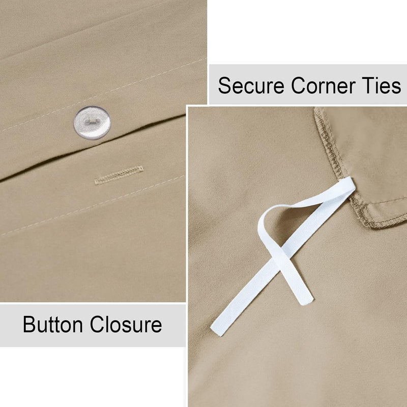 PHF 3 Piece Super King Size Washed Duvet Covet Set, Silky Breathable Microfiber, Ultra Soft, Set includes 1x 220cm x 260cm Duvet covet + 2x 50cm x 75cm Pillow Shams, Khaki - Image 5