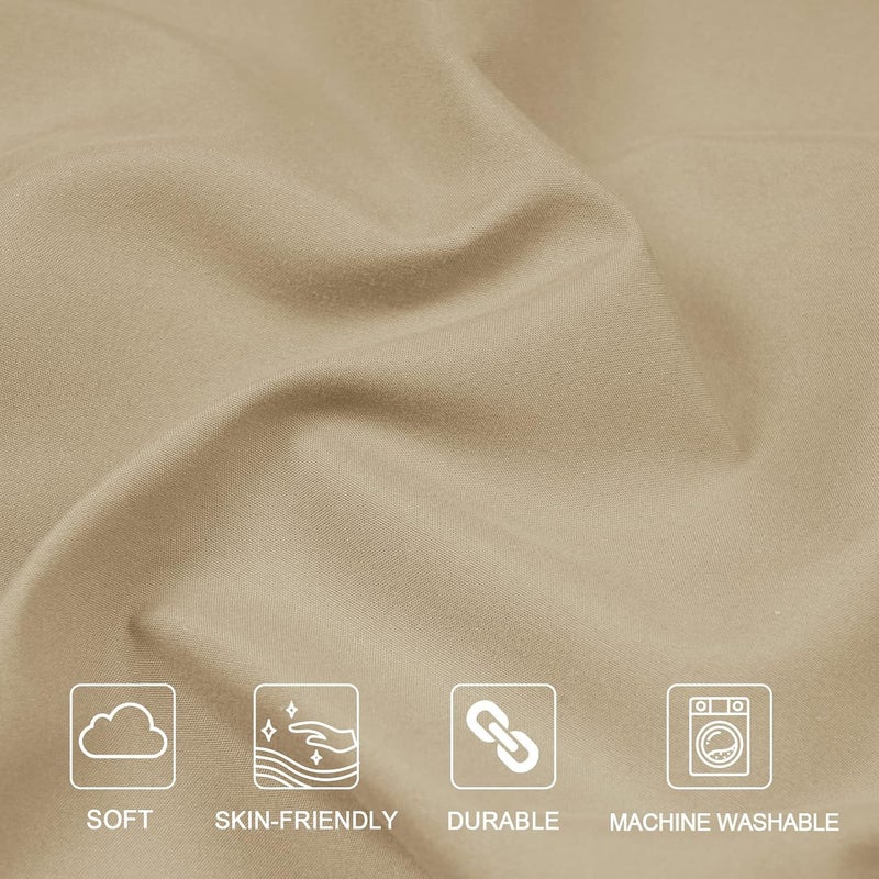 PHF 3 Piece Super King Size Washed Duvet Covet Set, Silky Breathable Microfiber, Ultra Soft, Set includes 1x 220cm x 260cm Duvet covet + 2x 50cm x 75cm Pillow Shams, Khaki - Image 4