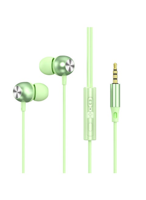 Digital Decoding Audio Wired 3.5 Earphone Metal Inset Macaron Subwoofer Type Wholesale-Color:A5 Apple Green 3.5 Round Mouth (bag)