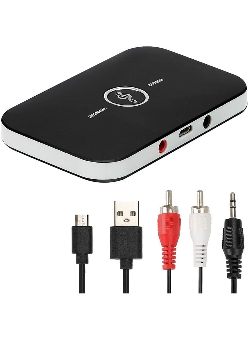 SOLARAE Bluetooth 5.0 Transmitter Receiver, 2-in-1 Wireless Portable Stereo Audio Adapter with Noise Reduction, 3.5mm AUX RCA Adapter for TV, PC, Headphones, Car, Home Stereo System - Image 1