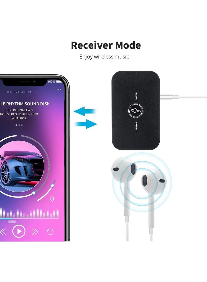 SOLARAE Bluetooth 5.0 Transmitter Receiver, 2-in-1 Wireless Portable Stereo Audio Adapter with Noise Reduction, 3.5mm AUX RCA Adapter for TV, PC, Headphones, Car, Home Stereo System - Image 5