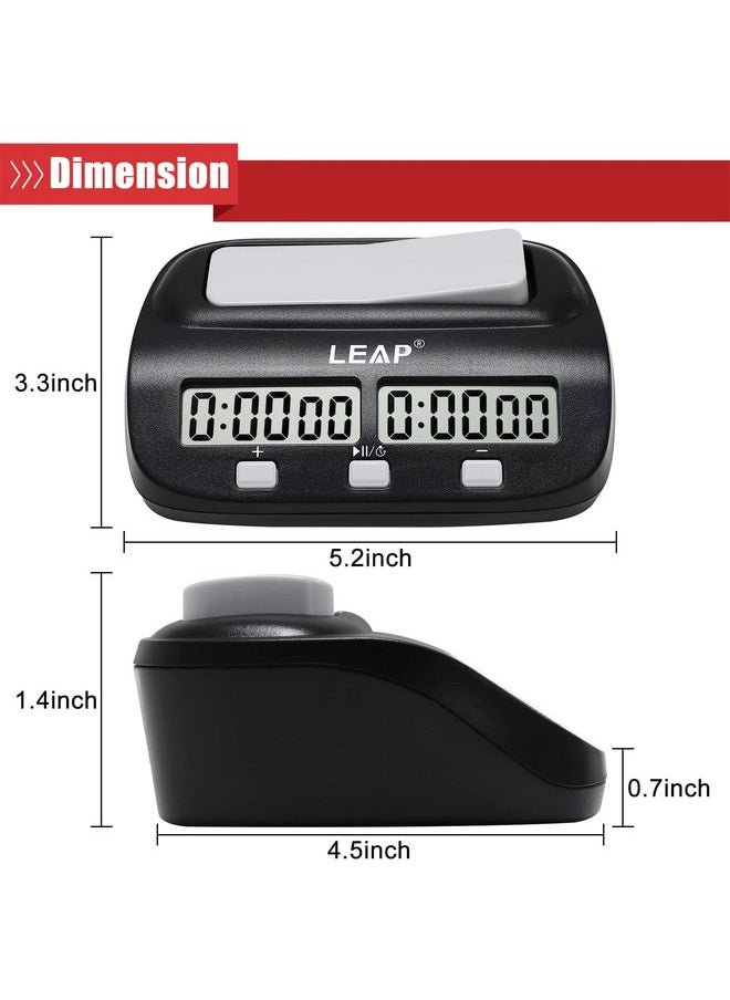 LEAP LEAP Chess Clock Digital Chess Timer Professional for Board Games Timer with Alarm Function Black (Official Store)  - Image 4