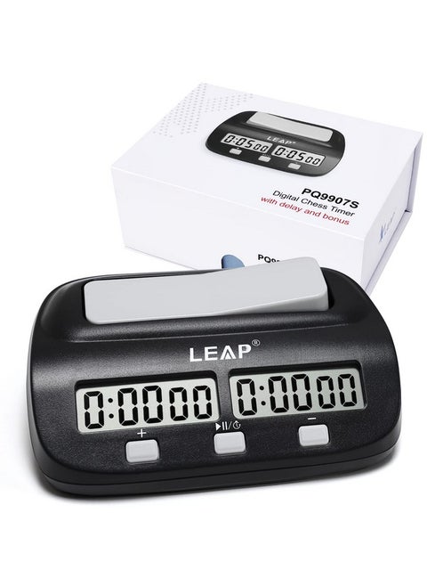 LEAP Chess Clock Digital Chess Timer Professional for Board Games Timer with Alarm Function Black (Official Store)