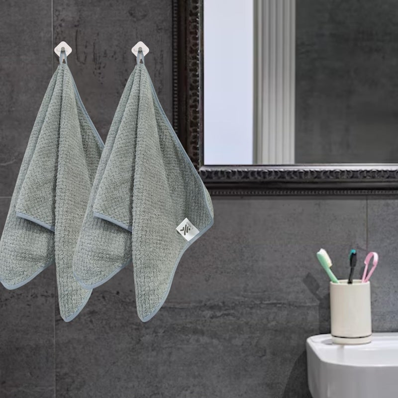 LINEAR Microfiber Hand Towel/Highly Absorbent Hand Towels for Bathroom/Soft Hand Microfiber Face Towel/Towel for Men, Women,Gym (SIZE-75x35) (Grey) - Image 3