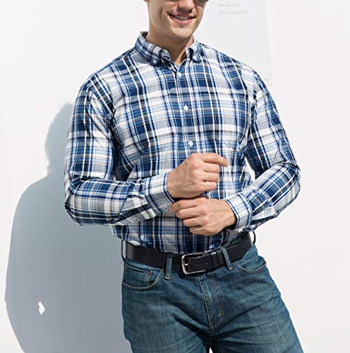 Double Pump Mens Button Down Shirts Cotton Long Sleeve Shirts Regular Fit(RM08LS09,L) - Image 3