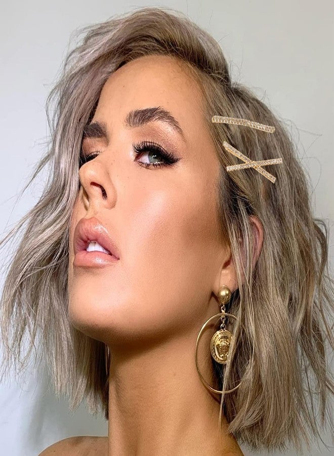 La Jolie Jasmin 16 Pieces Rhinestone Bobby Pins, Fancy Metal Hair Clips, Crystal Shiny Barrettes, I S X Shaped Diamond Hair Accessories for Women Girls Wedding Prom Party (Gold) - Image 4