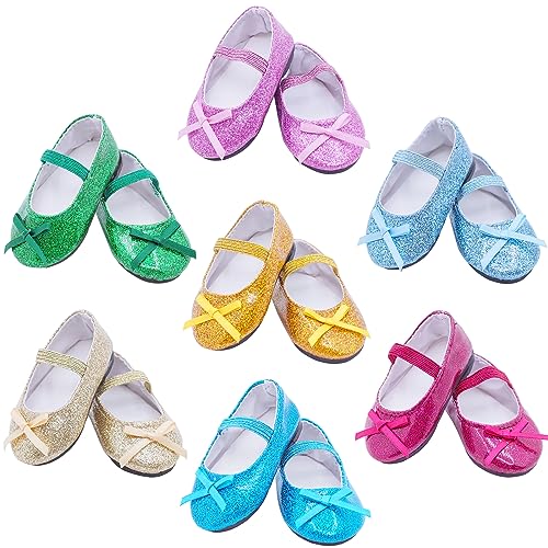 Etistta 7 Pairs of Glitter Doll Shoes Fits for 18 inch Doll Shoes American Dolls Sparkle Accessories - Image 1