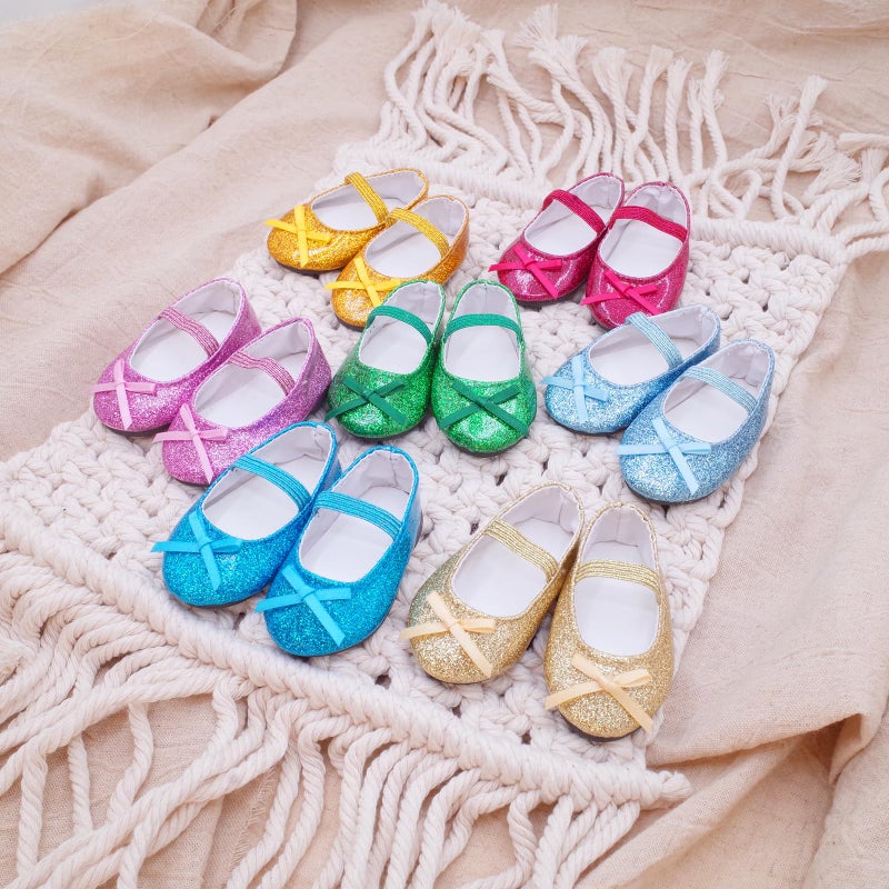 Etistta 7 Pairs of Glitter Doll Shoes Fits for 18 inch Doll Shoes American Dolls Sparkle Accessories - Image 3