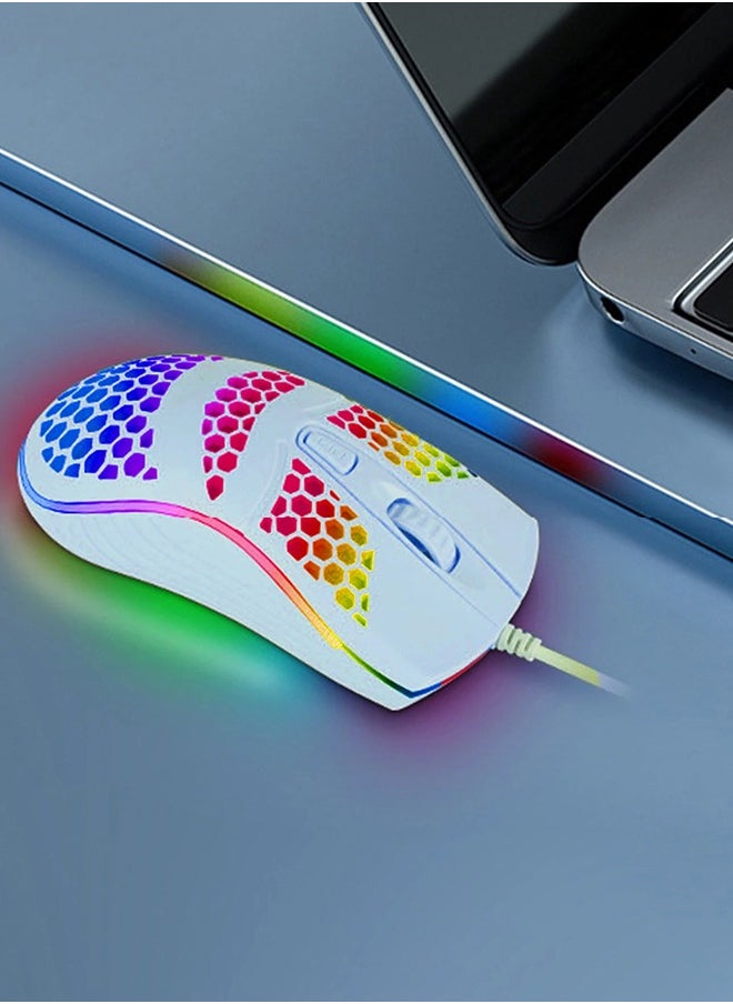Univer Tang - USB Gaming Mouse, Honeycomb Hollow Design Ergonomic Wired Mouse with Backlight, up to 6400 DPI, RGB Gaming Mouse for Mac, Laptop, Computer, PC - Image 1