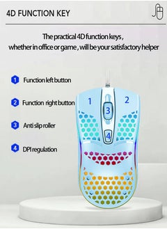 Univer Tang USB Gaming Mouse, Honeycomb Hollow Design Ergonomic Wired Mouse with Backlight, up to 6400 DPI, RGB Gaming Mouse for Mac, Laptop, Computer, PC  - Image 4