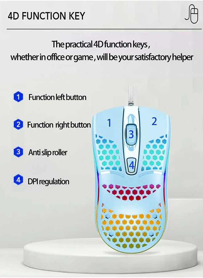 Univer Tang - USB Gaming Mouse, Honeycomb Hollow Design Ergonomic Wired Mouse with Backlight, up to 6400 DPI, RGB Gaming Mouse for Mac, Laptop, Computer, PC - Image 1