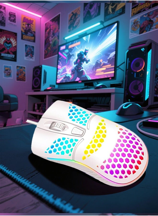 Univer Tang - USB Gaming Mouse, Honeycomb Hollow Design Ergonomic Wired Mouse with Backlight, up to 6400 DPI, RGB Gaming Mouse for Mac, Laptop, Computer, PC - Image 1