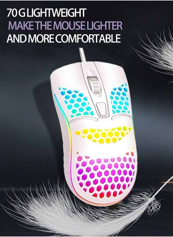 Univer Tang - USB Gaming Mouse, Honeycomb Hollow Design Ergonomic Wired Mouse with Backlight, up to 6400 DPI, RGB Gaming Mouse for Mac, Laptop, Computer, PC - Image 1