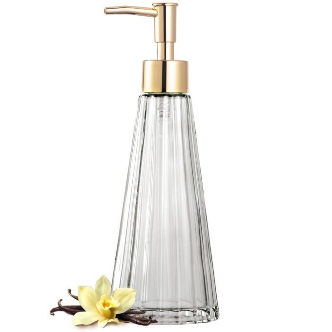 VINTAGE ELEGANT GLASS SOAP DISPENSER LIQUID SOAPSANITIZERSHAMPOO BOTTLE WITH PUMP RUSTIC FARMHOUSE DECOR CRYSTAL HAND SOAP DISPENSER BATHROOM ACCESSORIES CLEAR