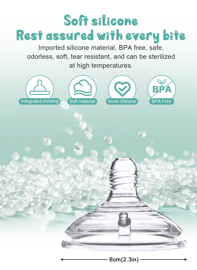 URbazaar Natural Flow Level 2 Wide-Neck Baby Bottle Silicone Nipple, Medium Flow, 3m+, 100% Silicone Bottle Nipple, count 6 - Image 4