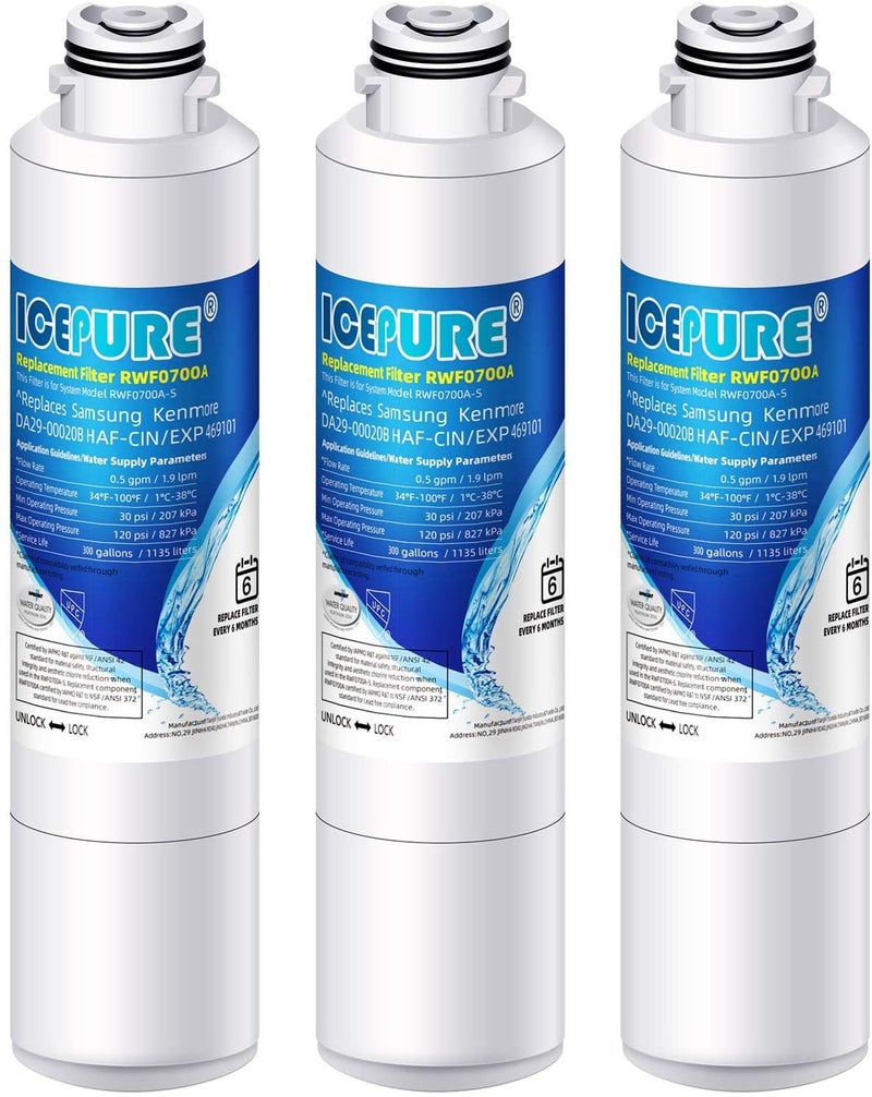 Icepure Da29-00020B Samsung Refrigerator Water Filter Replacement For Da29-00020A/B Haf-Cin/Exp Rf28Hfedbsr Rf263Beaesr Rf263Teaesg Rf28Hdedbsr Haf-Cin Rf4287Hars Rf4267Hars Da97-08006A 3Pack - Image 1