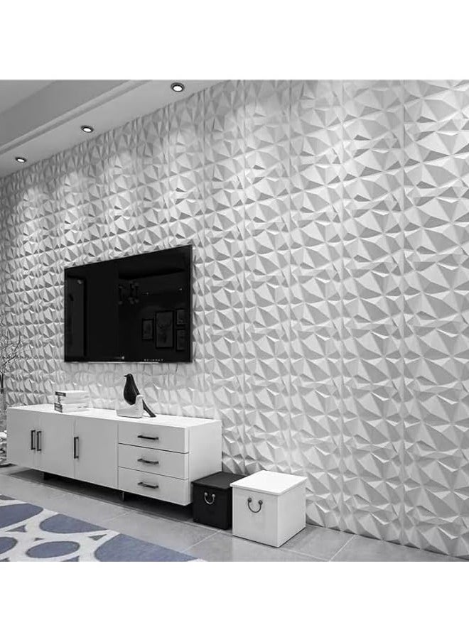 Arabest Decorative 3D Wall Panels in Diamond Design, 3D Wall Panels, PVC 3D Wall Panel Diamond, 3D Textured Wall Panels, for Interior Wall Decor, 50 * 50cm Matt White, 12 Pack (White)  - Image 5