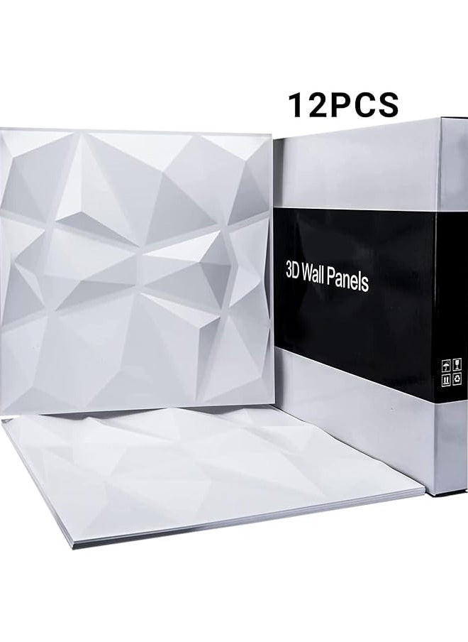 Arabest Decorative 3D Wall Panels in Diamond Design, 3D Wall Panels, PVC 3D Wall Panel Diamond, 3D Textured Wall Panels, for Interior Wall Decor, 50 * 50cm Matt White, 12 Pack (White)  - Image 3