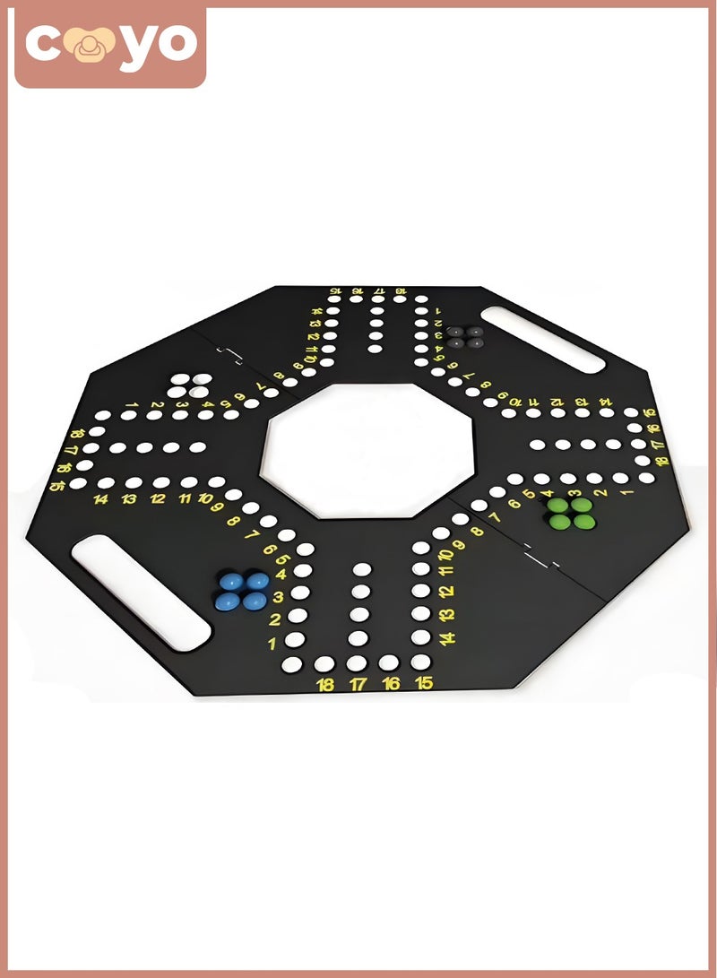 COYO Jackaroo Pro 4 Player Foldable Board Game, 16 Coloured Marbles with Waterproof Cards  - Image 1