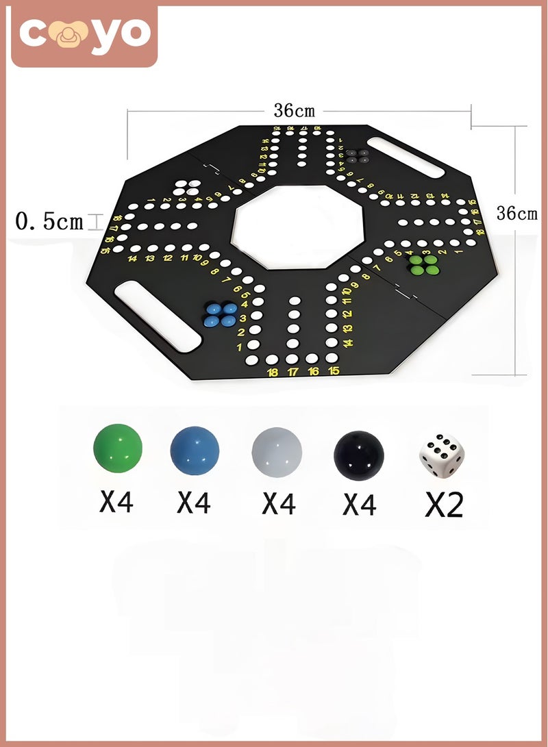COYO Jackaroo Pro 4 Player Foldable Board Game, 16 Coloured Marbles with Waterproof Cards  - Image 2