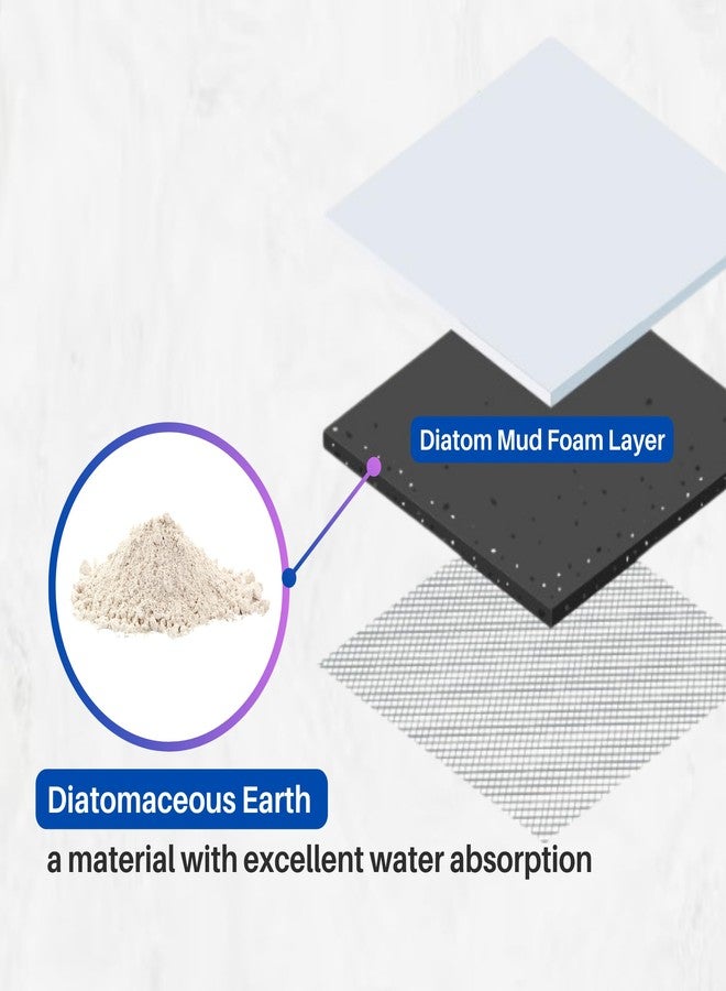 Aureo Bath Mat, Marble Printed, Super Absorbent Bathroom Floor Rugs, Quick Drying Soft Shower Mat, Containing Diatomaceous Earth, Non-Slip Natural Rubber, Easy to Clean (27.55" x 15.74") (Light Beige) - Image 3