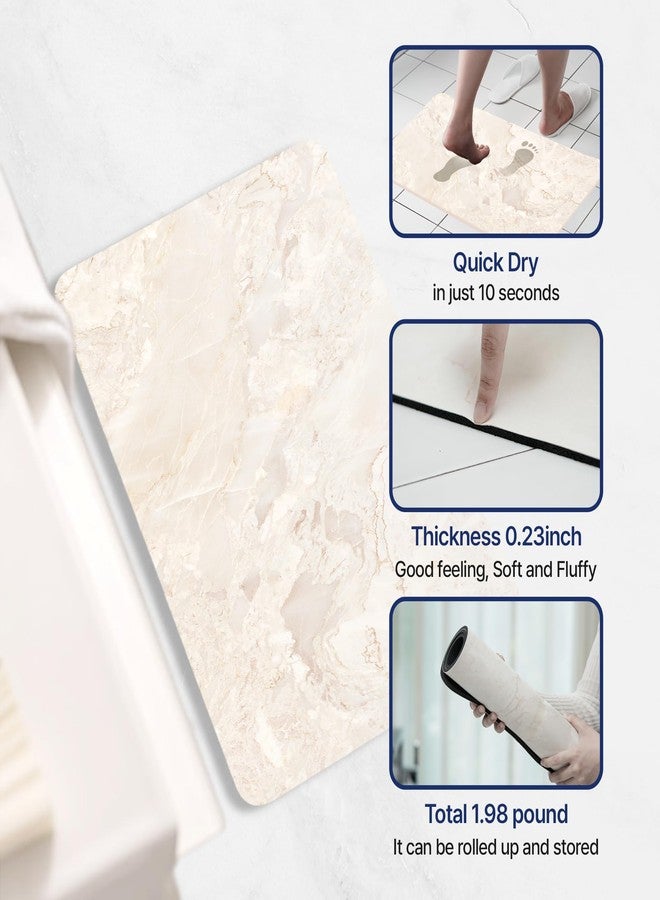 Aureo Bath Mat, Marble Printed, Super Absorbent Bathroom Floor Rugs, Quick Drying Soft Shower Mat, Containing Diatomaceous Earth, Non-Slip Natural Rubber, Easy to Clean (27.55" x 15.74") (Light Beige) - Image 4