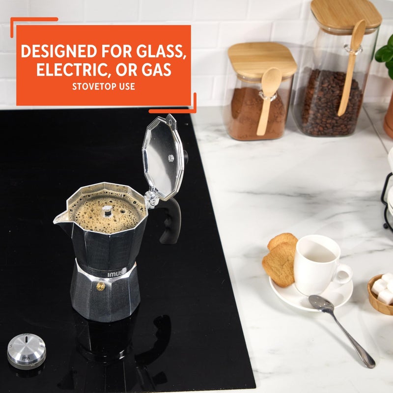 Imusa USA Aluminum Stovetop 6-cup Espresso Maker (B120-43V), Silver - Image 4