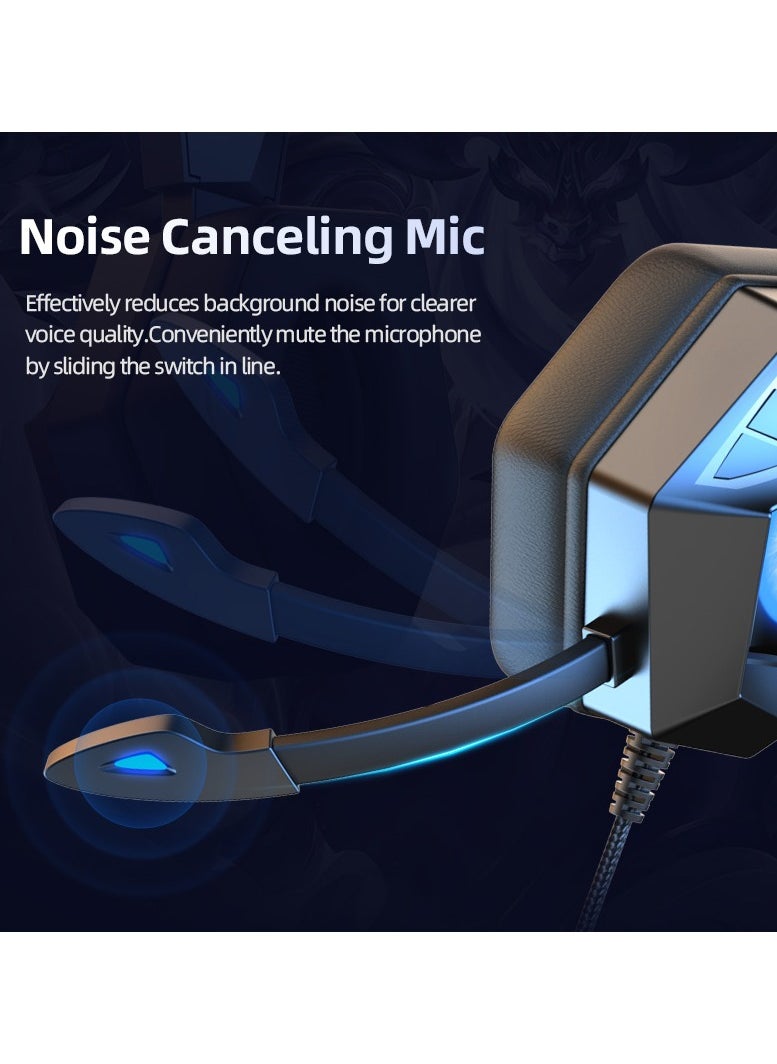Generic - Gaming Headset, Over-Ear Gaming Headset for PC, Switch, PS4, PS5, Xbox One, Wired Video Game Headset with Microphone Noise Cancellation, Stereo Bass Surround Sound, LED Light, Soft Memory Earmuffs - Image 1